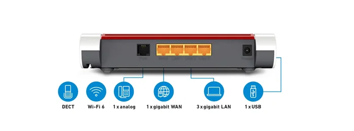 AVM FRITZ!Box 4050 Router Wi-Fi 6 Mesh Doble Banda Blanco y Rojo