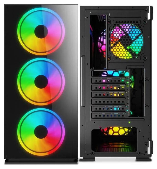 Savio Prime X1 Caja PC ATX Mid-Tower Cristal Templado 4 Ventiladores ARGB 120mm