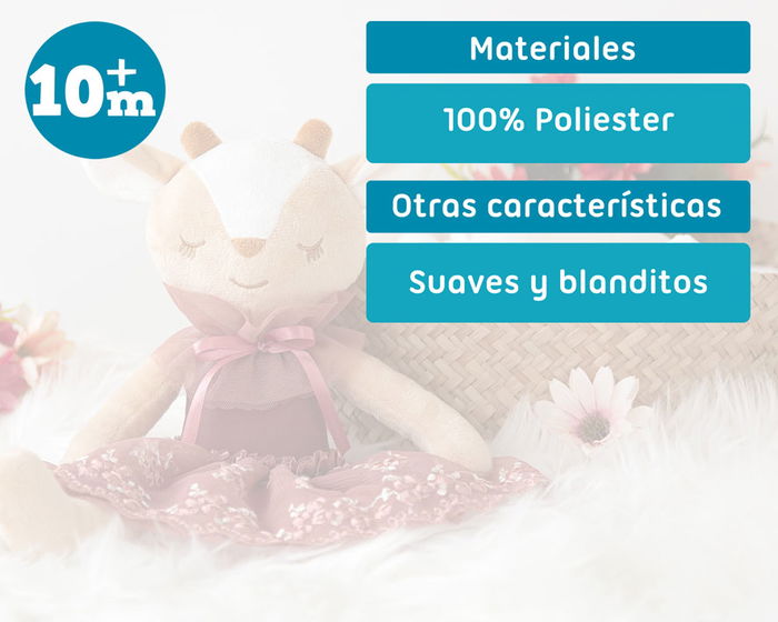 KioKids Muñeca de Trapo Ciervo Suave Juguete Niños +10 Meses Multicolor Poliéster KioKids Muñeca de Trapo Ciervo Suave Juguete Niños +10 Meses Multicolor Poliéster