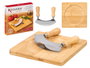 Kinvara Set Tabla Cortador Doble Hoja 20 x 20 x 1,5 cm Bambú y Acero Inoxidable (Set de 12)