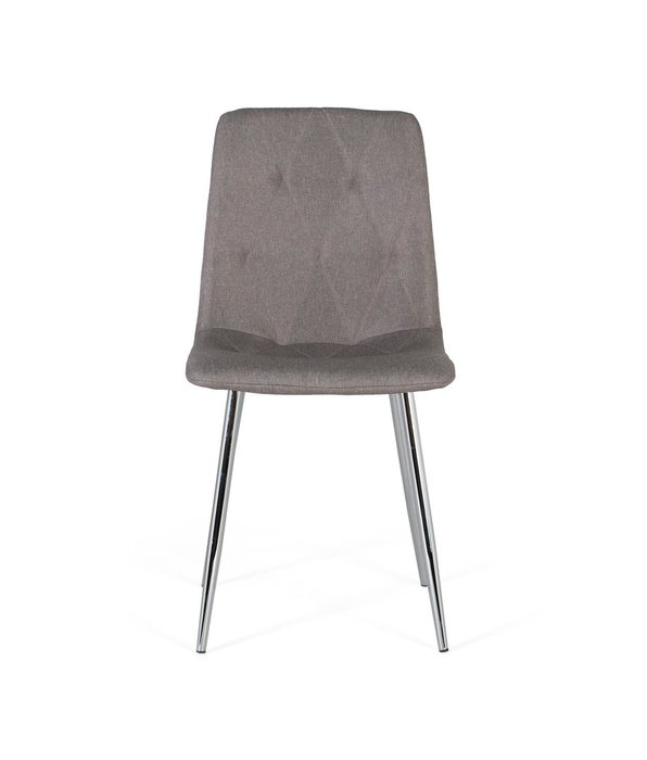 Giner Y Colomer - Lote de 4 Sillas con Asiento y Respaldo Acolchado Gris con Patas de Acero Cromado