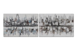 DKD Home Decor Cuadro Lienzo Ciudad Abstracto 2 Surtido (120x80x2,8 cm)