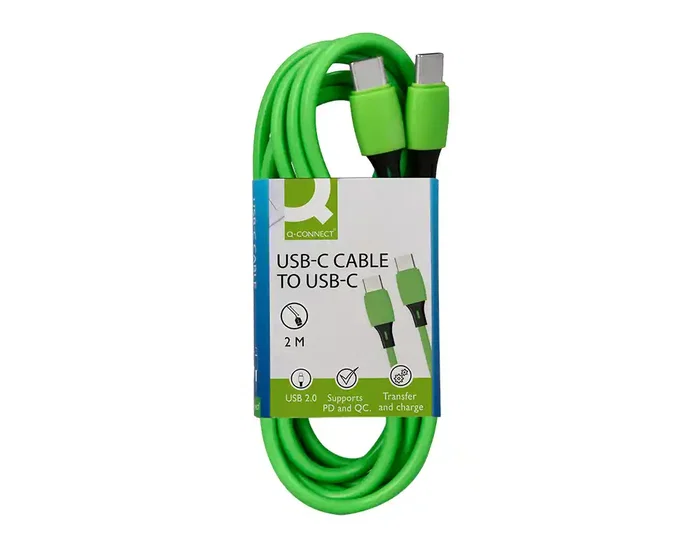 Q-connect Cable USB-C a USB-C PVC Longitud 2m Verde