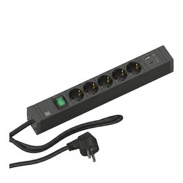 Bachmann Connect Line 5xSchutzkontakt, Interruptor USB A&C 22W, negro