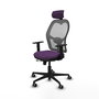 PIQUERAS Y CRESPO Silla de oficina Jorquera con mecanismo Sincro/Traslack, Tela Morada y Malla Gris
