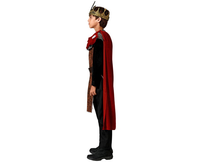 Disfraz de Rey Medieval Rojo Niño - Túnica Guerrero con Capa, Cinturón y Camiseta Talla 10-12 Años