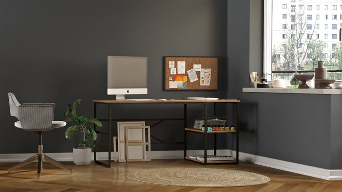 Hanah Home Mesa de Estudio Vg28-A Moderna Industrial Pino Atlántico