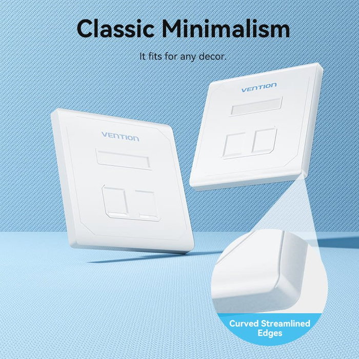 Vention Placa de Pared Keystock IFEW0 con 2 Puertos RJ45, Blanco