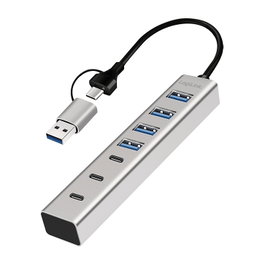 LogiLink Hub USB 3.0 de 7 puertos, 4x USB-A y 3x USB-C, carcasa de aluminio