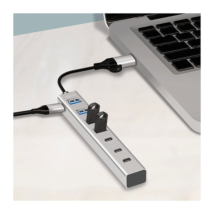 LogiLink Hub USB 3.0 de 7 puertos con 4x USB-A y 3x USB-C, aluminio LogiLink Hub USB 3.0 de 7 puertos con 4x USB-A y 3x USB-C, aluminio