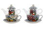 DKD Home Decor Teteras de Porcelana Azulejos 250ml, Pack de 2 unidades, Azul y Blanco