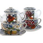 DKD Home Decor Teteras de Porcelana Azulejos 250ml, Pack de 2 unidades, Azul y Blanco
