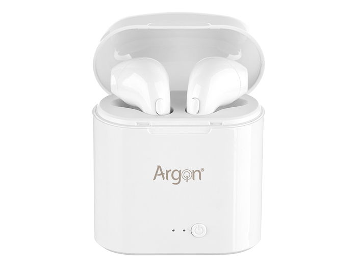 Argon Auriculares Bluetooth Blanco Estuche 5.3x6.6x2.7 cm Carga USB C (Set de 12)