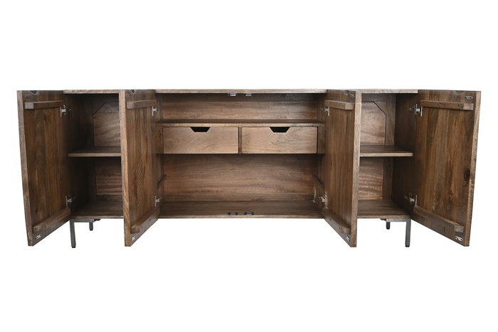 DKD Home Decor Buffet Oriental Marron Oscuro Gris Oscuro Mango Metal 180 x 40 x 80 cm