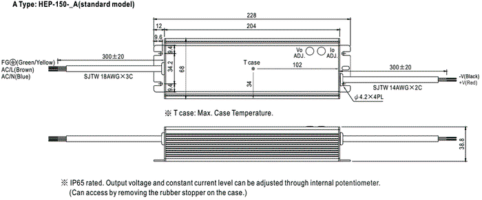 MEAN WELL HEP-150-36A Alimentador de impulso 151,2W 36VDC