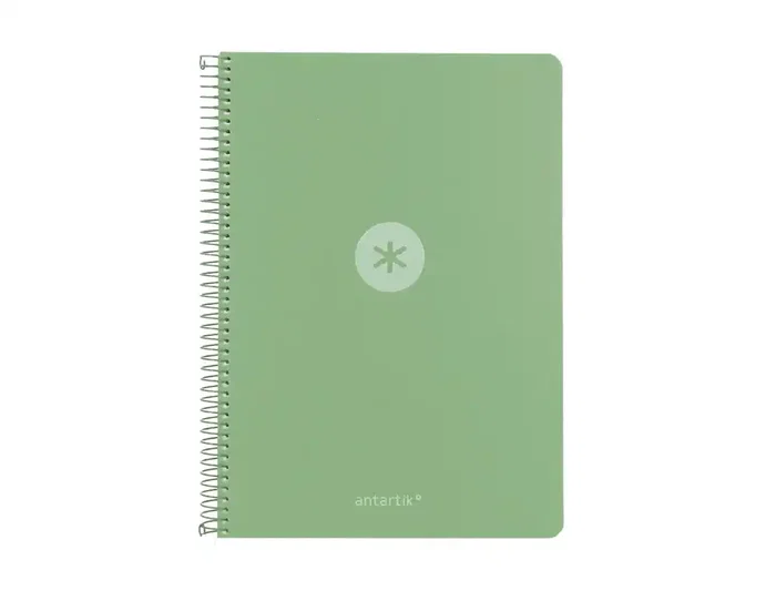 Antartik Cuaderno Espiral A4 Tapa Foam 80 Hojas 90g Cuadriculado 4mm con Margen Color Verde Matcha