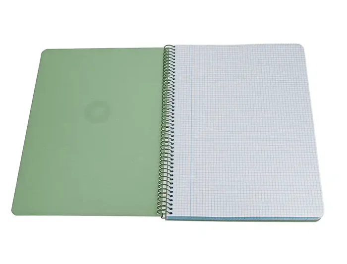 Antartik Cuaderno Espiral A4, Tapa Foam, 80 Hojas 90g, Cuadrícula 4mm con Margen, Color Verde Matcha