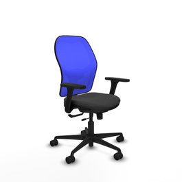 PIQUERAS Y CRESPO Silla de oficina Jorquera con mecanismo Sincro/Traslack, Gris oscuro y Azul