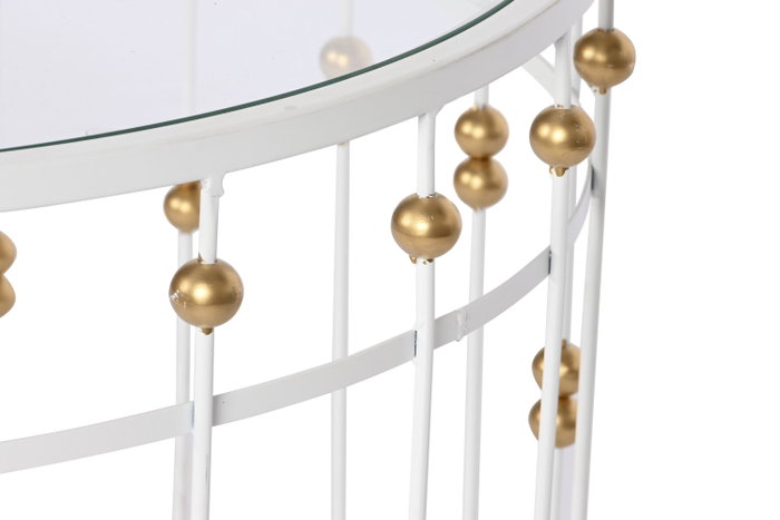 DKD Home Decor Mesa de Centro de Metal y Cristal Blanco y Dorado
