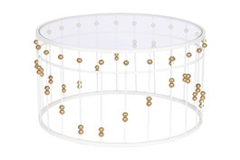 DKD Home Decor Mesa Centro Glam Blanco Dorado Metal Cristal 82 x 82 x 45 cm