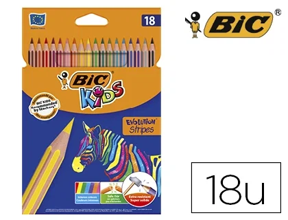 BIC Evolution Stripes Estuche de 18 Lápices de Colores Surtidos