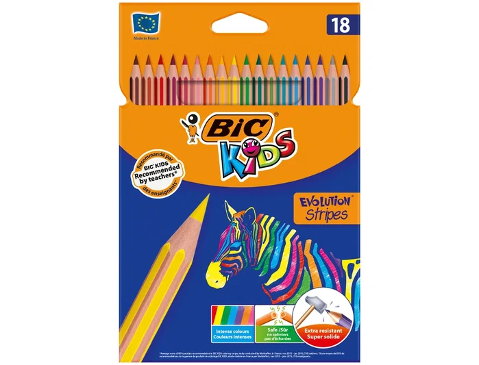 BIC Evolution Stripes Estuche de 18 Lápices de Colores Surtidos