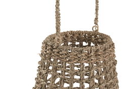 DKD Home Decor Portavela Tropical Natural Seagrass Cristal 25 x 50 x 25 cm (6 Unidades)