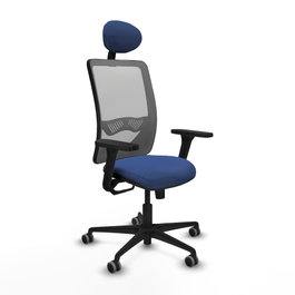 PIQUERAS Y CRESPO Silla de oficina Zulema con mecanismo Sincro, Azul marino y Gris