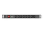 Lanberg PDU-08I-0200-C20-BK Unidad de Distribución de Energía (PDU) Rack 19" 1U, 8 Salidas C13, Entrada C20 16A 220-250V 4000W, Cable 2m, Negro