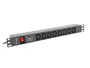 Lanberg PDU-08I-0200-C20-BK Unidad de Distribución de Energía (PDU) Rack 19" 1U, 8 Salidas C13, Entrada C20 16A 220-250V 4000W, Cable 2m, Negro