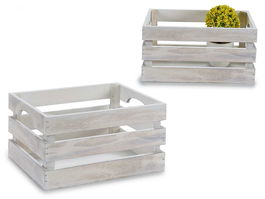 Giftdecor Caja Blanco Envejecido 26x16x13 cm Madera Álamo con Cuerda Hilo Palomar (Set de 24)
