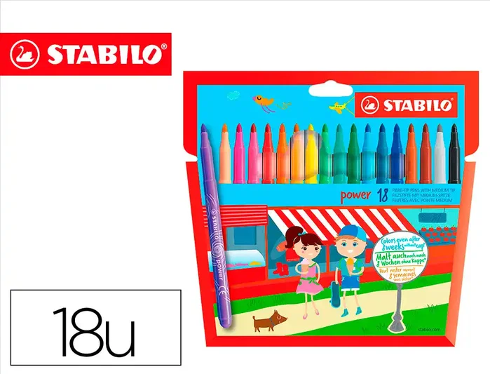 Stabilo Stabilo Power Estuche de 18 Rotuladores Colores Surtidos Stabilo Stabilo Power Estuche de 18 Rotuladores Colores Surtidos