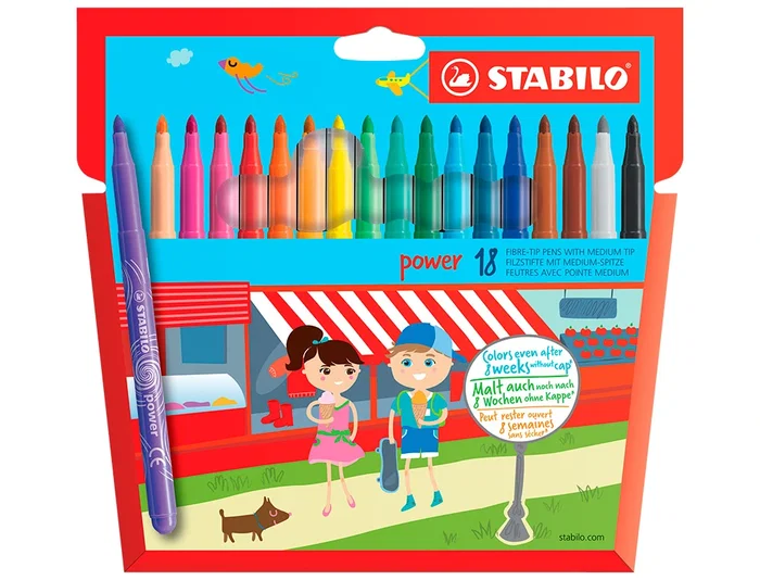 Stabilo Stabilo Power Estuche de 18 Rotuladores Colores Surtidos Stabilo Stabilo Power Estuche de 18 Rotuladores Colores Surtidos