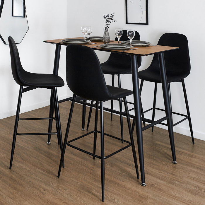 Home Deco Factory Taburete Bar Negro Industriel Madera Contrachapada PU Hierro 110 kg
