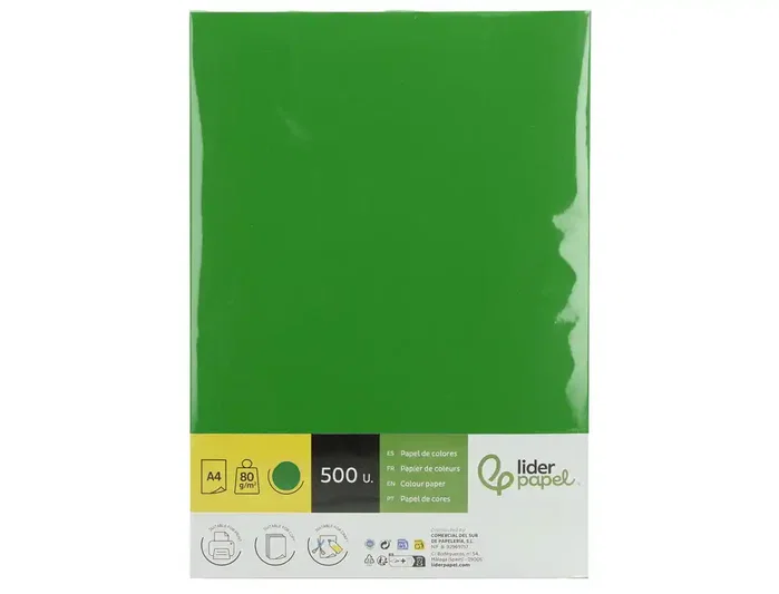 Liderpapel Papel de color verde intenso Din A4 80 g 500 hojas