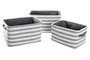 DKD Home Decor Set de 3 Cestas de Algodón con Rayas Gris y Blanco