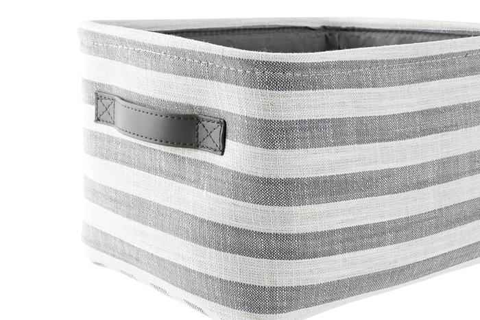 DKD Home Decor Set de 3 Cestas de Algodón con Rayas Gris y Blanco