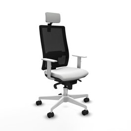 PIQUERAS Y CRESPO Silla de oficina Horna con mecanismo Sincro, Blanco y Negro