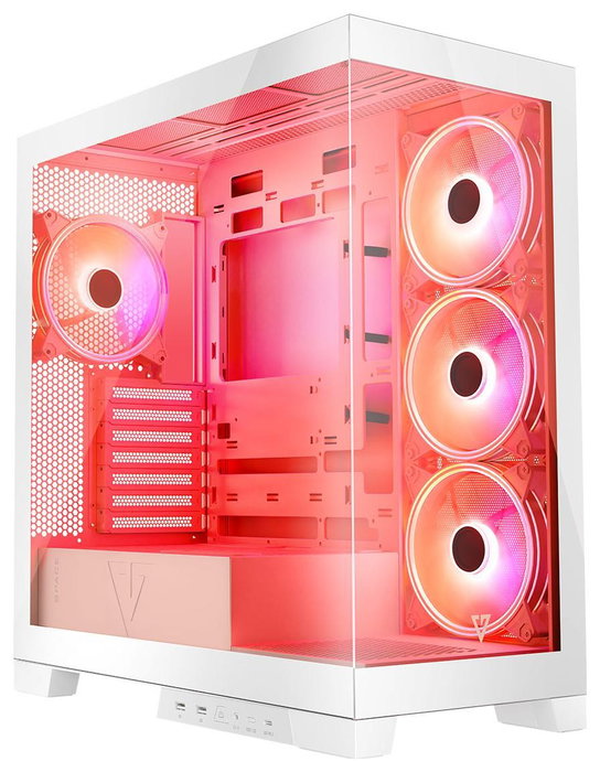 Modecom Volcano Space Apex ARGB Torre Media Blanca - para PC Gaming ATX/Micro ATX/ITX