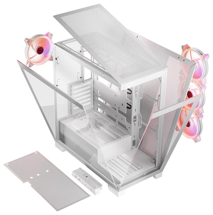 Modecom Volcano Space Apex ARGB Torre Media Blanca - para PC Gaming ATX/Micro ATX/ITX