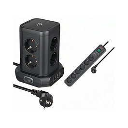 Brennenstuhl Torre de enchufes 8 salidas con 2xUSB A y 1xUSB C, negro