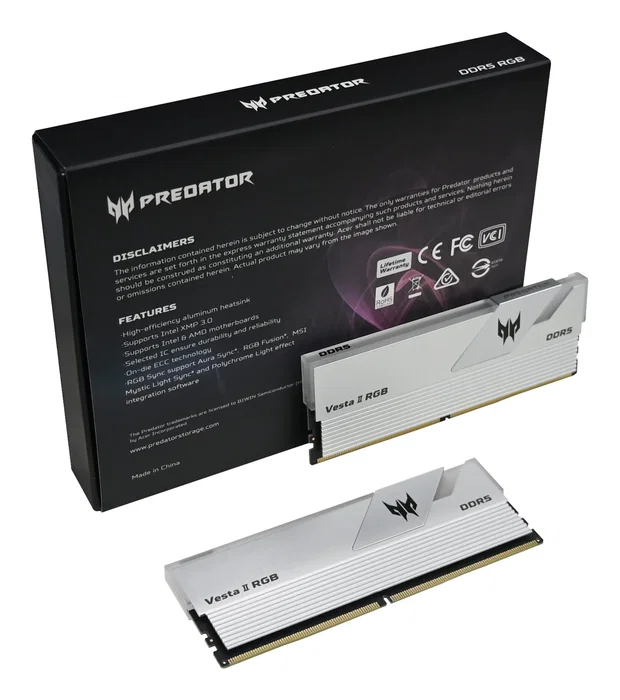 Memoria acer ddr5 vesta2-32gb-6000-1r8-v8 cl32 rgb plat