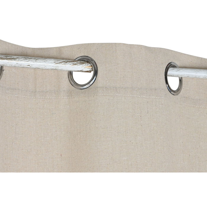 DKD Home Decor Cortina de Algodón y Yute con Anillas, Natural DKD Home Decor Cortina de Algodón y Yute con Anillas, Natural