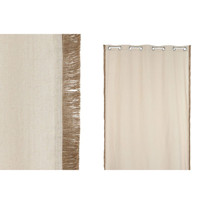 DKD Home Decor Cortina de Algodón y Yute con Anillas, Natural DKD Home Decor Cortina de Algodón y Yute con Anillas, Natural