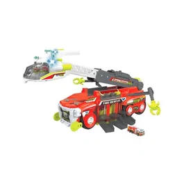 Dickie Toys Dickie 203799000ONL Fire Tanker - Camión de Bomberos de Juguete con Función de Pulverización de Agua, Escalera Móvil y 2 Coches, 55 cm para +36 Meses