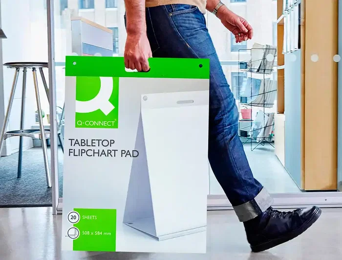 Q-Connect Bloc Congreso Liso Autoadhesivo 508x584 mm, 20 Hojas Papel Blanco 75 g/m², Certificado FSC