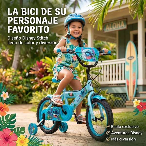 Toimsa Bicicleta Infantil Disney Stitch 14 Pulgadas Toimsa Bicicleta Infantil Disney Stitch 14 Pulgadas