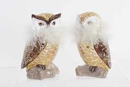 DKD Home Decor Figura Búho en Resina Surtida de 2 Unidades