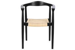 DKD Home Decor Silla Horeca Negro Blanco 55 x 81 x 59 cm Ratan Teca Hecho a mano