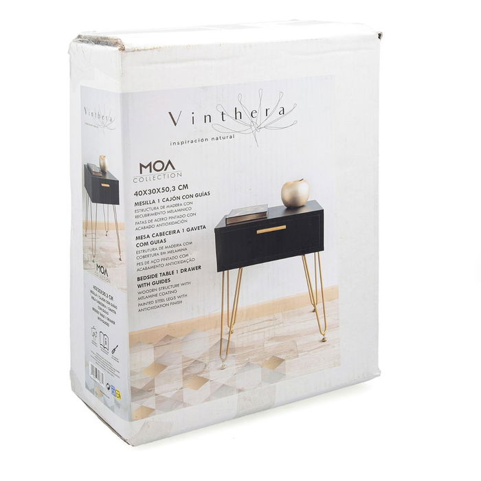 Mesilla Madera Melamina y Patas Acero Moa Vinthera 40x30x50 cm Mesilla Madera Melamina y Patas Acero Moa Vinthera 40x30x50 cm